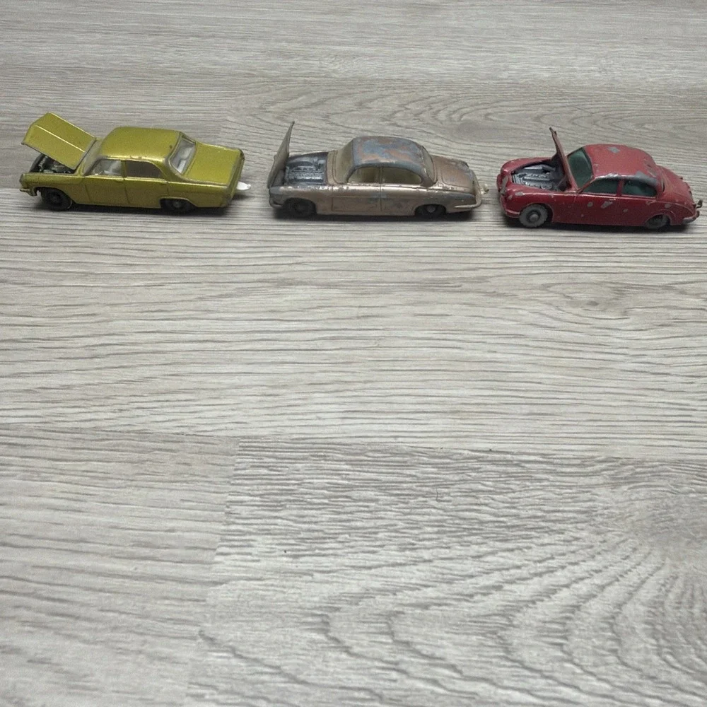 Matchbox Lesney No. 65 Jaguar 3.4 Litre, No. 28 Jaguar MK10, No.36 Opel Diplomat